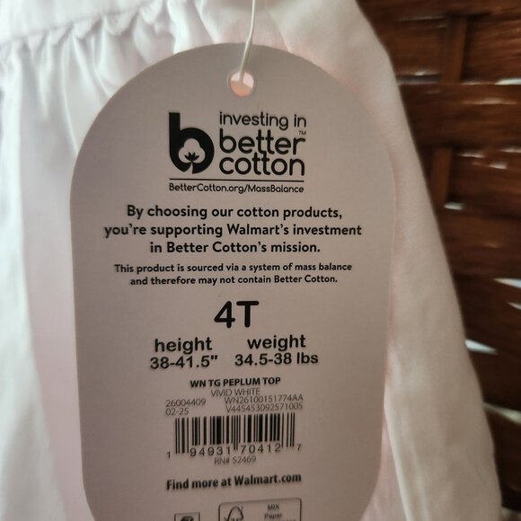 Wonder Nation Toddler Girls Cotton Peplum Cami Top - Size Kids 4T - NWT - Picture 4 of 4